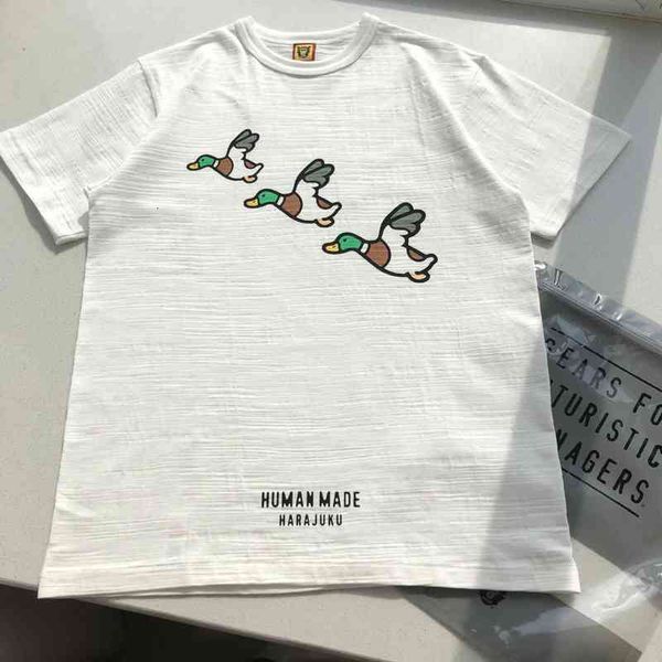 

correct version of human made harajuku opening limited to three ducks bamboo cotton cylinder couple short sleeve t-shirt men, White