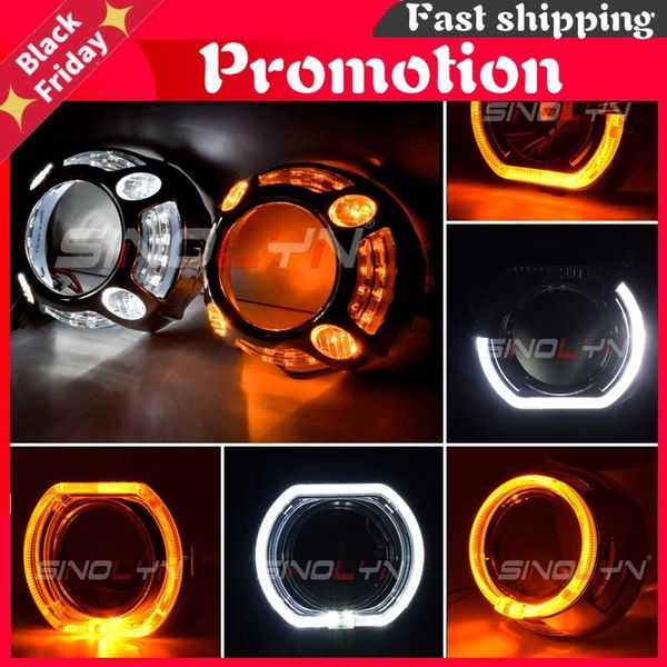 

other lighting system 2.5/3.0 led angel eyes turn signal shrouds switchback bezel for headlight lens hella 3r g5/koito q5/wst projectors
