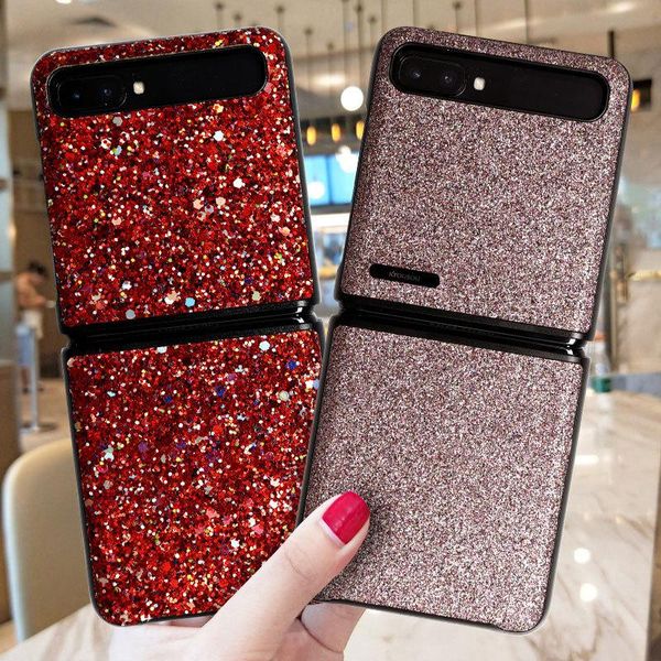 

cell phone pouches for samsung galaxy z flip 5g mobile glitter rhinestones luxury case f7000 cover