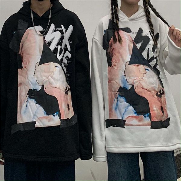 

men's hoodies & sweatshirts mens 2021 hip hop streetwear harajuku pullover funny graphic printed casual fleece oversized hooded sweat, Black