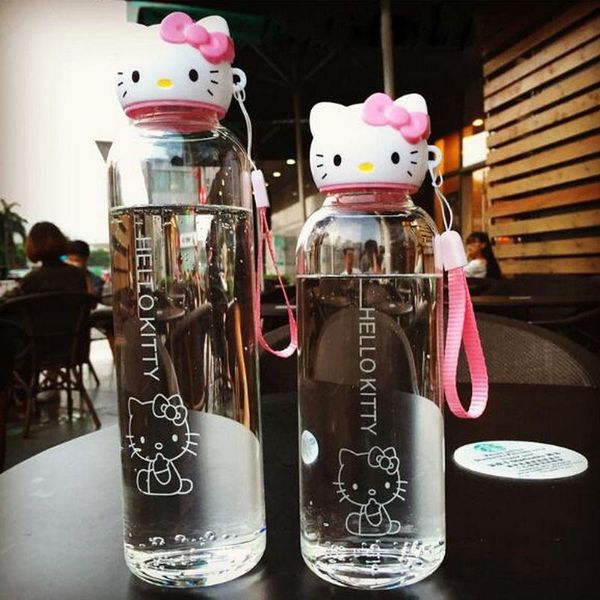 

wine glasses creative cat head cartoon glass water cup korean version portable cute female student drop-resistant children cups with bag