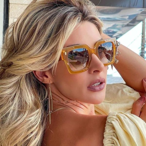 

sunglasses elegant fashion model orange naocare square women oversized shades rivet brand womens holiday eyewear men, White;black