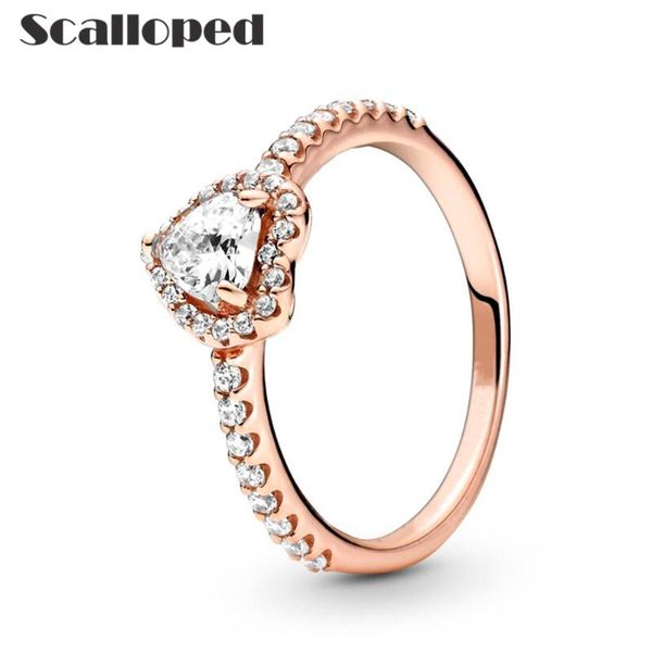 

wedding rings scalloped fashion elegant love women sparkling heart shaped zircon couple engagement jewelry gifts anillos, Slivery;golden