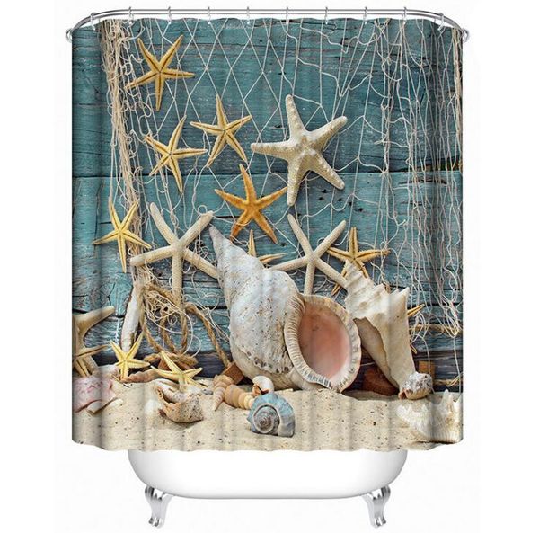 

shower curtains superior quality 3d effect bath waterproof beach shells starfish fishing nets bathroom curtain delivery