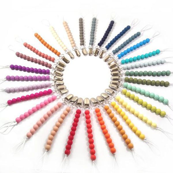 

2021 silicone bead pacifier holders newborn pacifier chains pacifier clips baby teething nipple holder kids chew toys