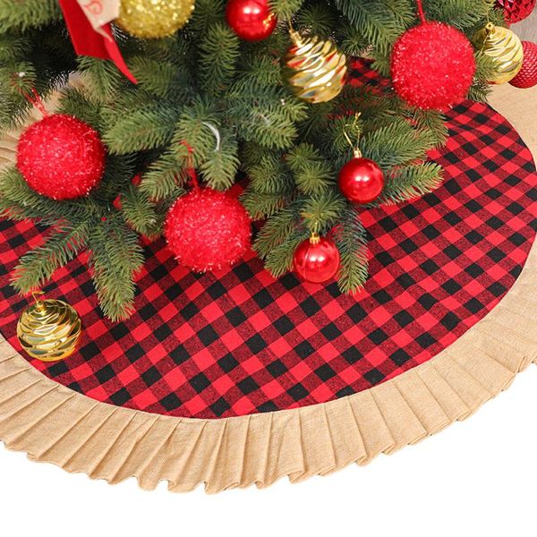 

christmas decorations tree skirt pleated plaid apron holiday party
