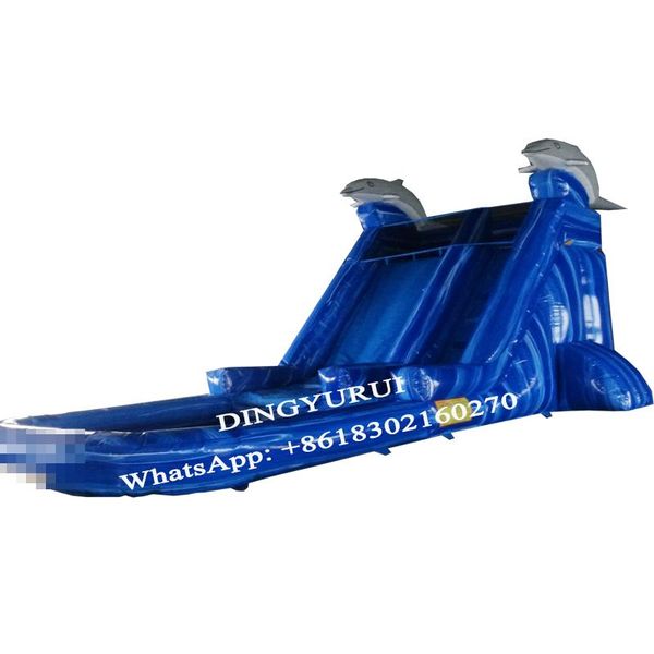 

customized design dolphin inflatable slide water with pool outdoor games & activities
