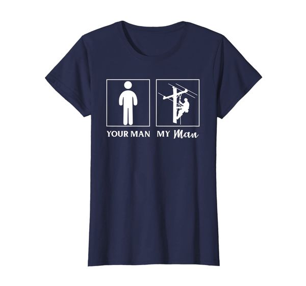 

womens lineman wife girlfriend funny job gift tshirt, White;black