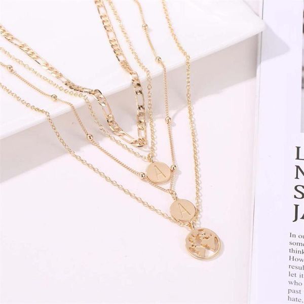 

fashion bohemian gold necklaces for women multilayer moon pendants necklace letter chokers trendy geometry jewelry gift pendant, Silver