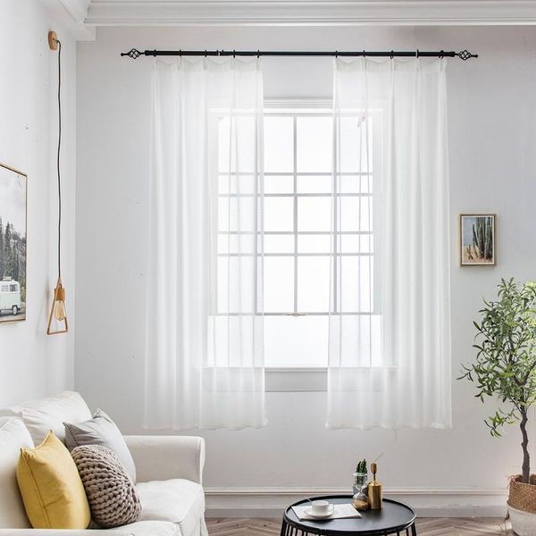 

curtain & drapes pure color tulle door window drape panel sheer scarf valances transparent curtains for bedroom 1 pcs