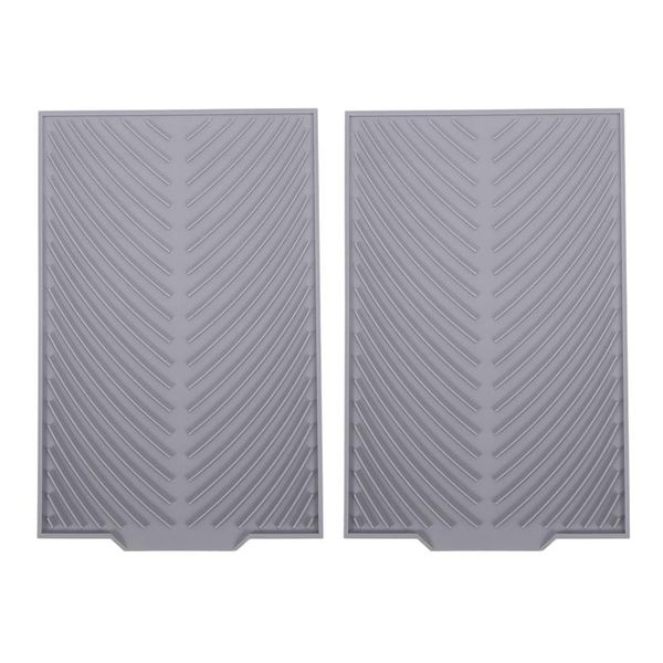 

mats & pads 2x silicone dish drying mat flume folding draining mat,rectangle drain dishes pad gray