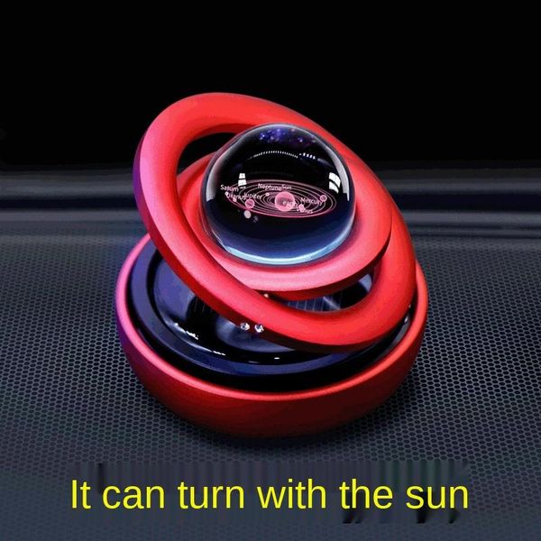 

interior decorations car alloy solar rotating double ring suspension decoration ornaments