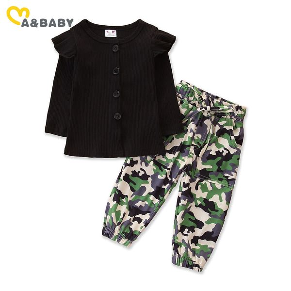 1-6Y Bambino bambino ragazza camo vestiti set maglia a maniche lunghe maglietta pantaloni casual bambini abiti autunnali costumi 210515