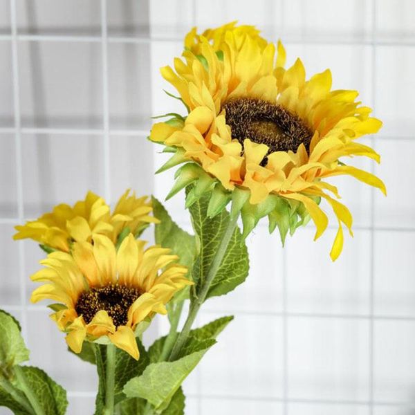 

decorative flowers & wreaths artificial flower silk head sunflower plant party fake for weddinig home office garden decor