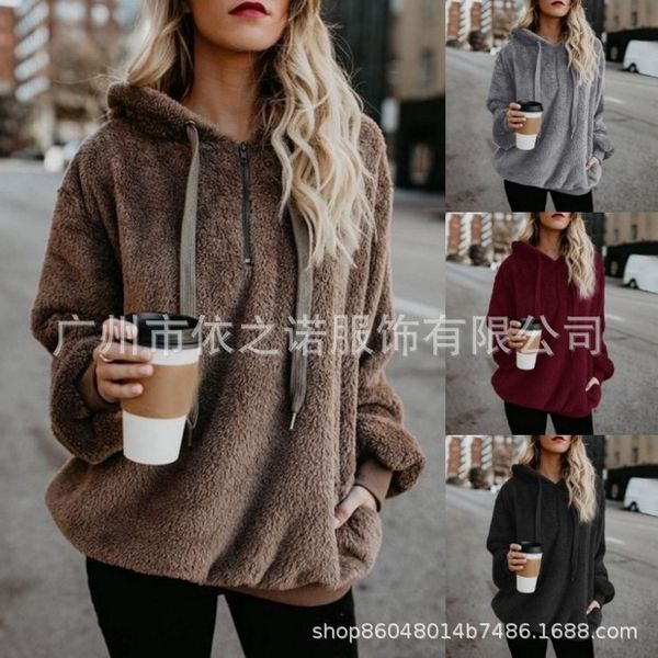 

autumn winter long sleeve hooded solid color women's sweater coat, Blue;black
