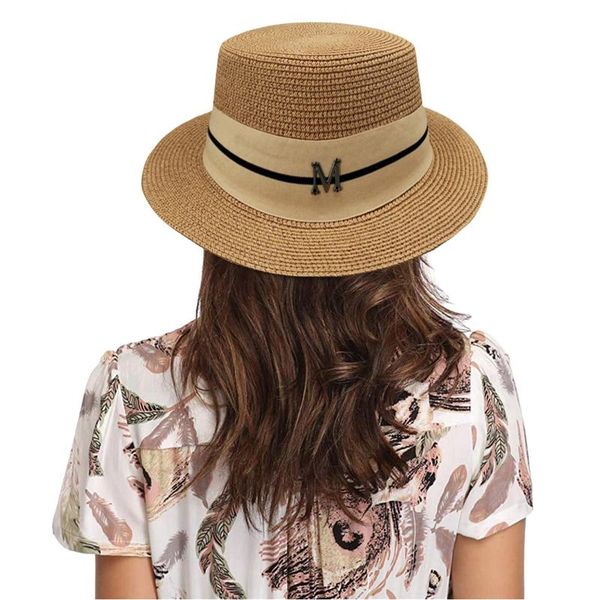 

wide brim hats ribbon panama beach style fisherman hat women men striped summer casual sun flat cap female male french sunhat unisex, Blue;gray