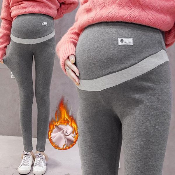 

autumn winter thick warm cotton with velvet maternity legging adjustable belly pants clothes for pregnant women pregnancy bottoms, White