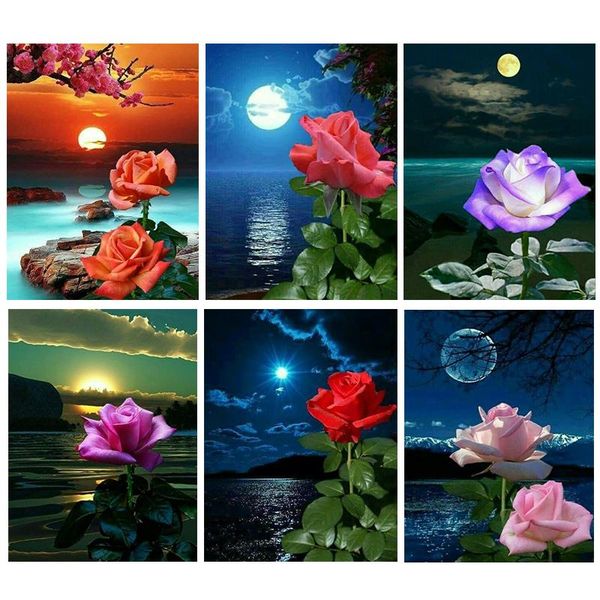

diamond painting 5d diy flower cross stitch full square round drill embroidery colorful handmade home room wall decor craft