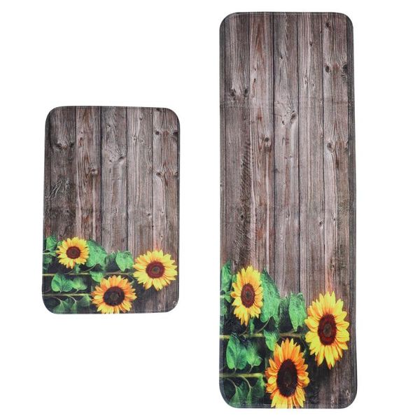 

carpets 2pcs chic sunflower printed doormats delicate ground mats for home bathroom
