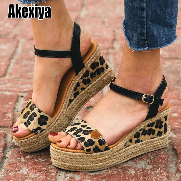 

Platform Wedges Sandals For Women Causal High Heels Open Toe Comfort Leopard Shoes Zapatos De Mujer O222, Black