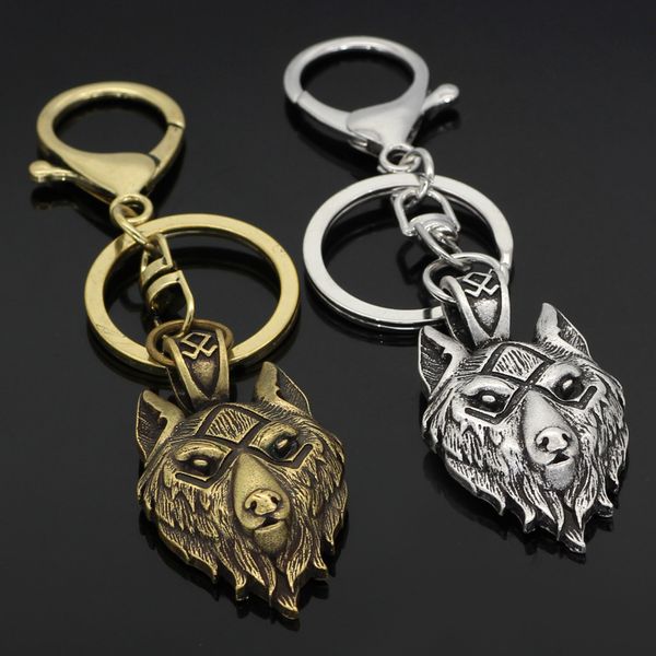 

viking series new wolf head key chain accessories, Silver