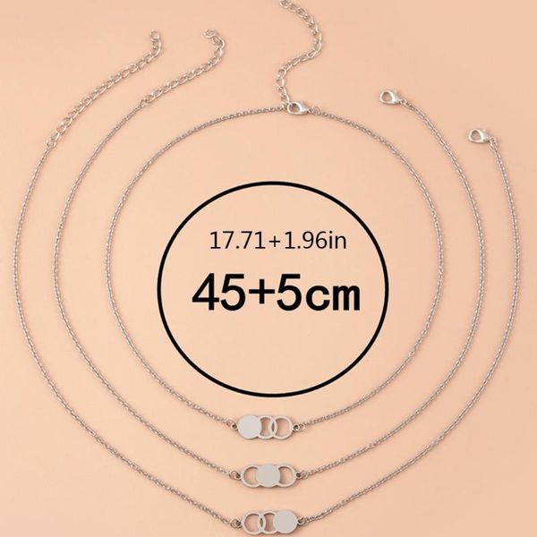 

pendant necklaces 3 pcs sister friend necklace friendship circle-shaped long distance creative gift for parent-child women daughter, Silver