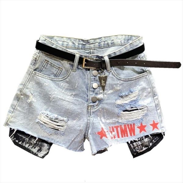 

summer glitter fashion denim hole womens short letter printed high waist jeans, White;black