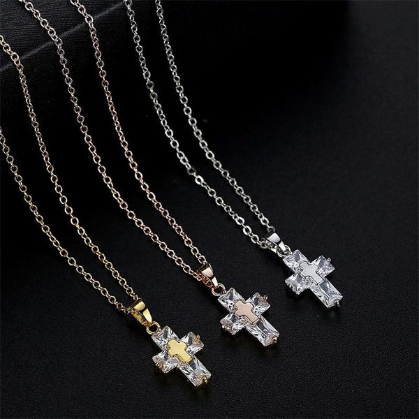 

pendant necklaces fashion wish jesus cross necklace zircon crystal in europe and the temperament of jewelry, Silver