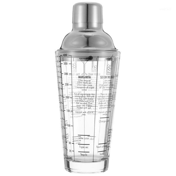 

storage bottles & jars 1pc 400ml hand shaker cocktail mixer bottle with scale (transparent)