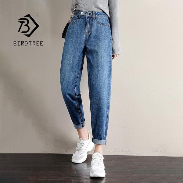 

women's jeans spring vintage high waist boyfriends slouchy mom denim blue harem pants for women autumn casual long trousers b01636f