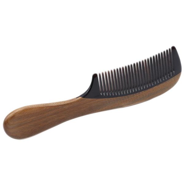 

hair brushes 1pc vintage high qualtiy natural green sandalwood ox horn wood anti static beard comb care handle, Silver