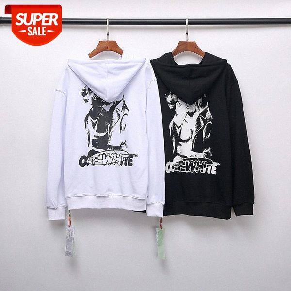 

ow white fw back vampire kiss printed cotton terry hoodie #858r, Black