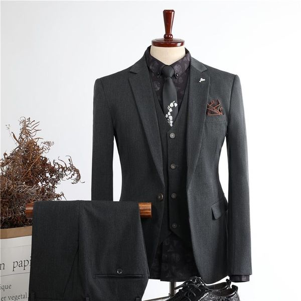 

men's suits & blazers groom's suit suit, three-piece wedding dress, casual formal wear, handsome small korean version of self-cult, White;black