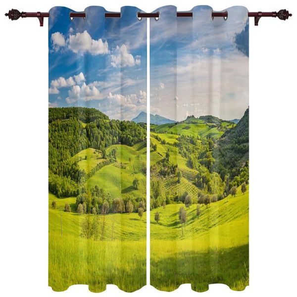 

luxury modern window curtains grassland plant sky fresh bedroom living room dining translucent beautiful curtain & drapes