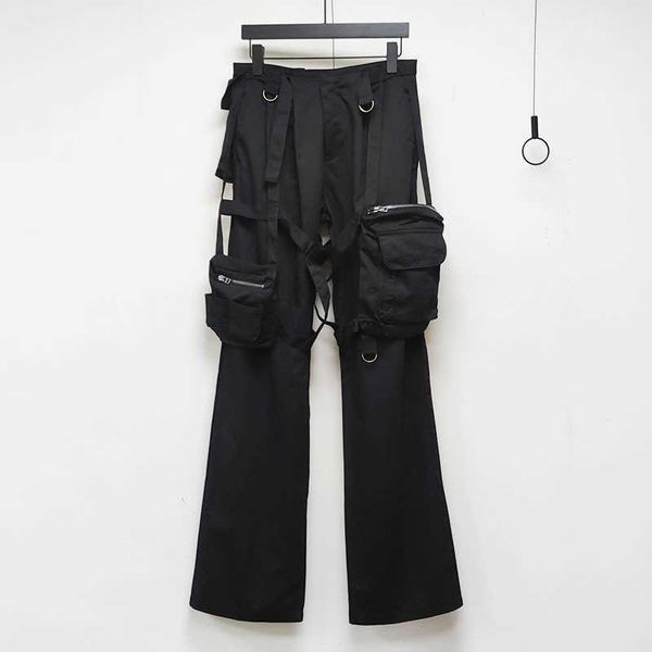 

raf simon bandage hemostatic casual pants 21ss multi pocket zipper loose viber high street overalls, Black