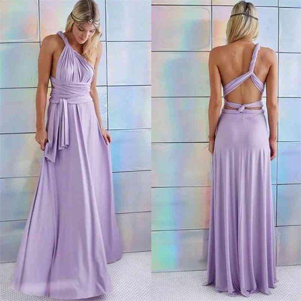 

ladies women maxi club dress bandage long party multiway swing convertible infinity robe bridesmaid boho female 210517, Black;gray
