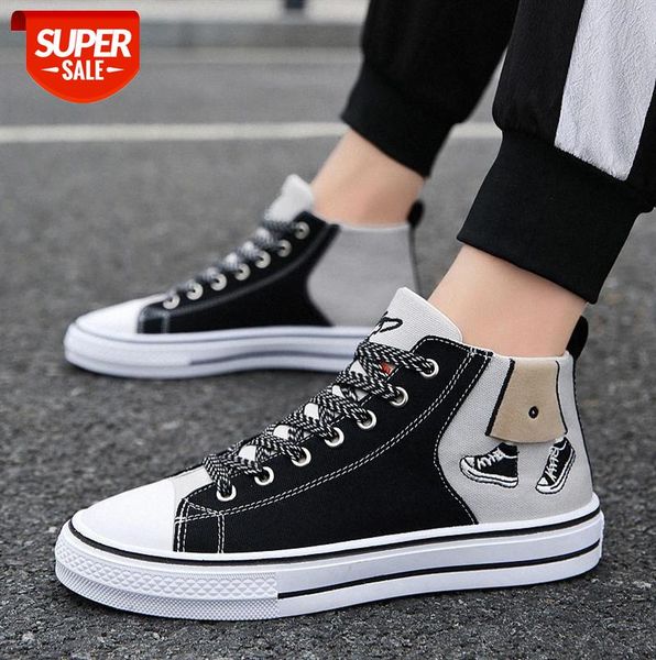 

all-match casual high-shoes men's sports canvas sneakers korean cloth #sj0m