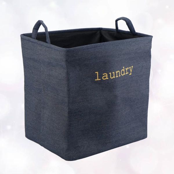 

cotton and linen laundry basket household clothes foldable for home (blue) bags