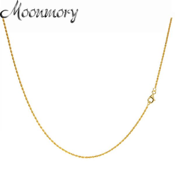 

chains moonmory 100% 925 sterling silver 24k gold plated water wave chain necklace for women men long jewelry making wholesale