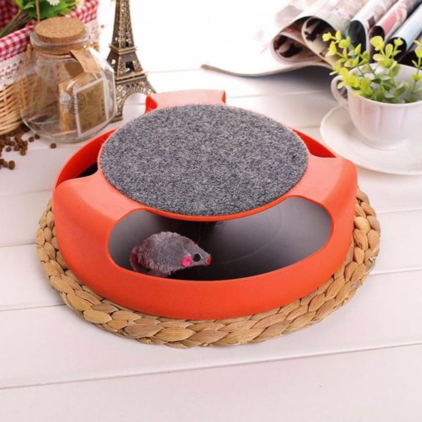 

cat toys pet teaser toy plastic anti slip disc kitten exercise for indoor interactive catch the plush mouse