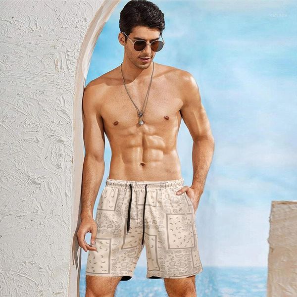 

men's shorts casual summer beach fashion print, White;black
