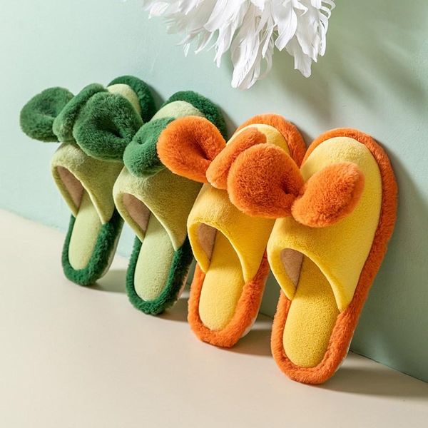 

winter leaf slippers women's home warm autumn lovely, Black