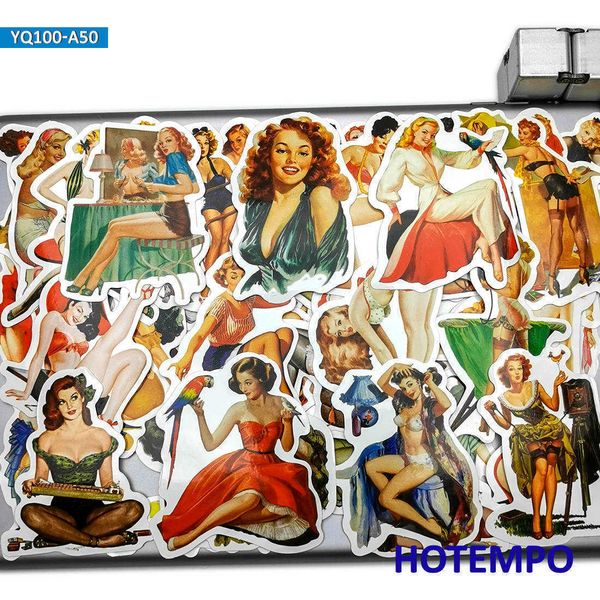 

new 50pcs beauty retro pretty leggy stocking lady girl phone lapcar stickers pack for diy luggage guitar skateboard sticker car