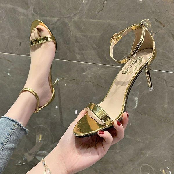 

dress shoes silver gladiator sandals roman summer office high heels women buckle strap pumps casual, Black