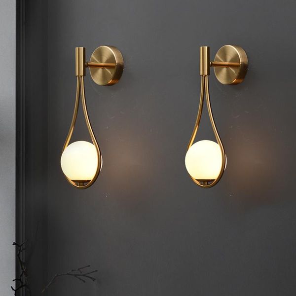 Duvar Lambaları Nordic Siyah Altın Işık LED Metal Cam Abajur Yatak Odası Başucu Restoran Koridor Aplik Modern Banyo Kapalı Aydınlatma