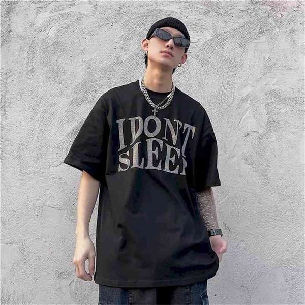 

summer harajuku t shirts men's punk printed diamond don't smoke sleep tshirt women tee couples clothing 210721, White;black