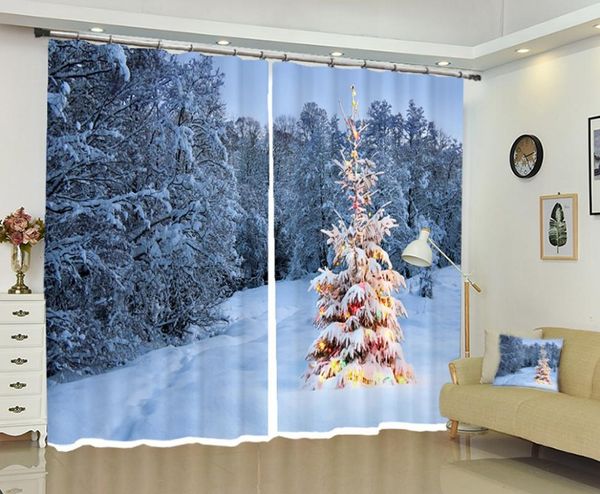 

curtain & drapes babson christmas tree in snow pine forest 3d digital printing diy po advanced custom