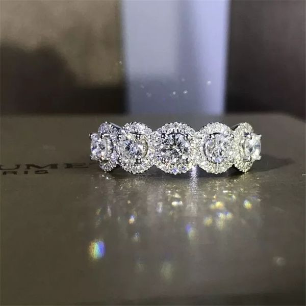 VECALON Promise ring 100% Sterling Sier Bijou Pave CZ Dichiarazione Impegno anelli di fedi nuziali per donne gioielli da uomo