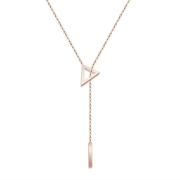 

pendant necklaces gold color hollow triangle & pendants kolye, simple stainless steel statement necklace women friend jewelry, Silver