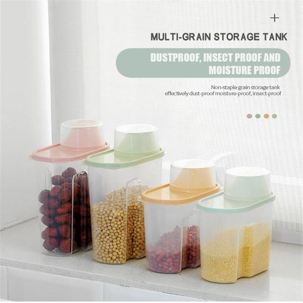 

storage bottles & jars kitchen grain tank food dry goods box plastic sealed waterproof 4 color fournitures de cuisine